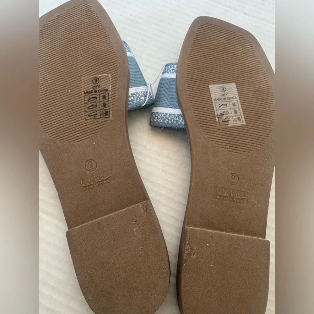 Nicole Miller New York Baby Blue Slippers Size 9 PARIS Sandals‎ Shoes
